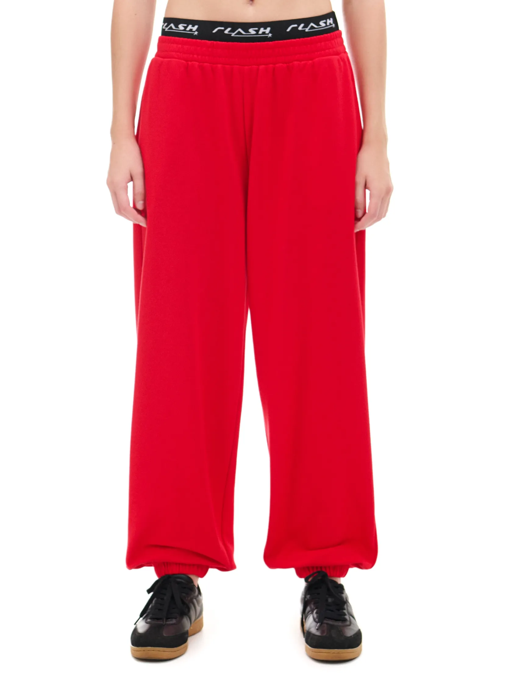 Fashion Czerwone dresowe joggery Spodnie