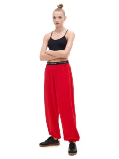 Fashion Czerwone dresowe joggery Spodnie