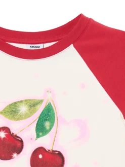 Hot Dopasowany T-shirt z wiśniami Koszulki, Topy