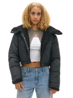 Discount Dwustronna czarna kurtka puffer Kurtki, Płaszcze