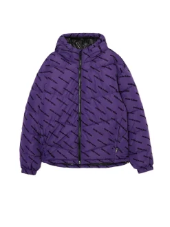Outlet Fioletowa kurtka puffer z kapturem Kurtki Zimowe|Kurtki, Płaszcze