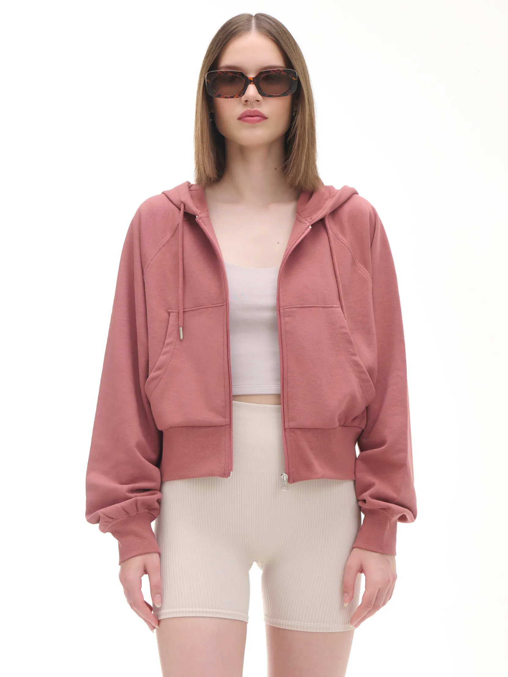 Hot Gładka rozpinana bluza z kapturem Bluzy