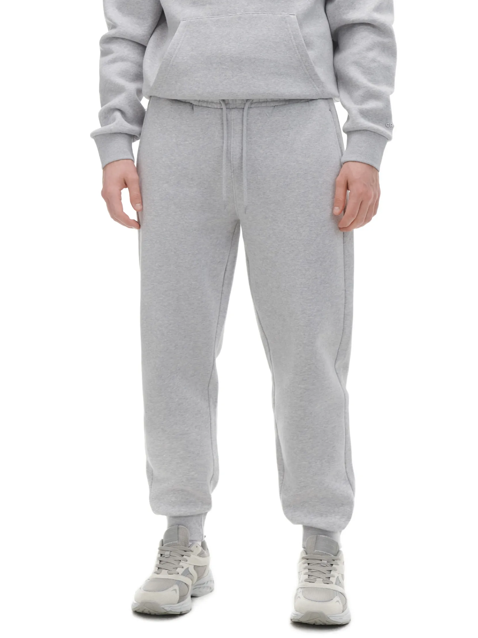 Outlet Gładkie szare joggery regular Spodnie|Sety