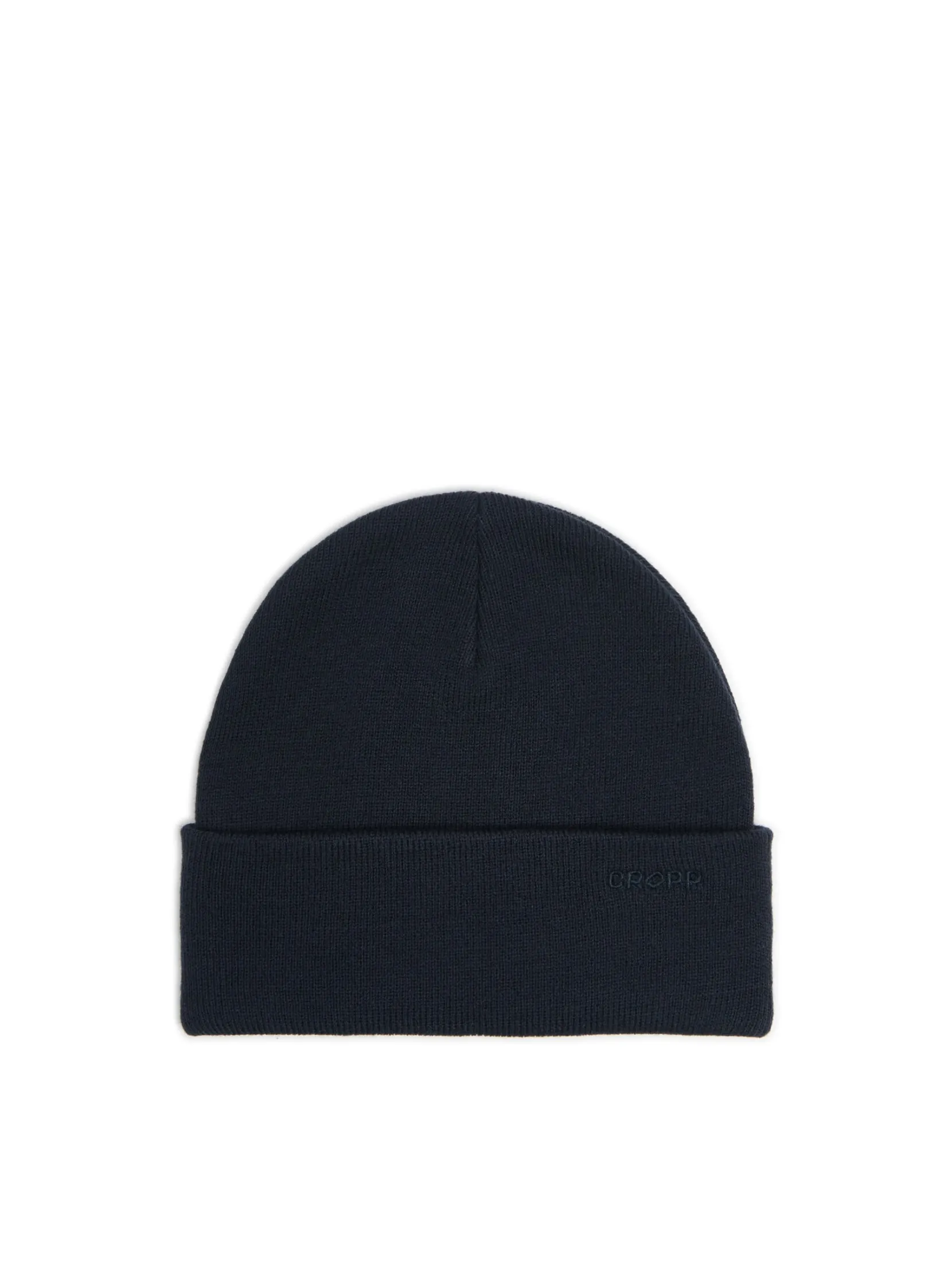 New Granatowa czapka beanie z naszywką Czapki|Basic
