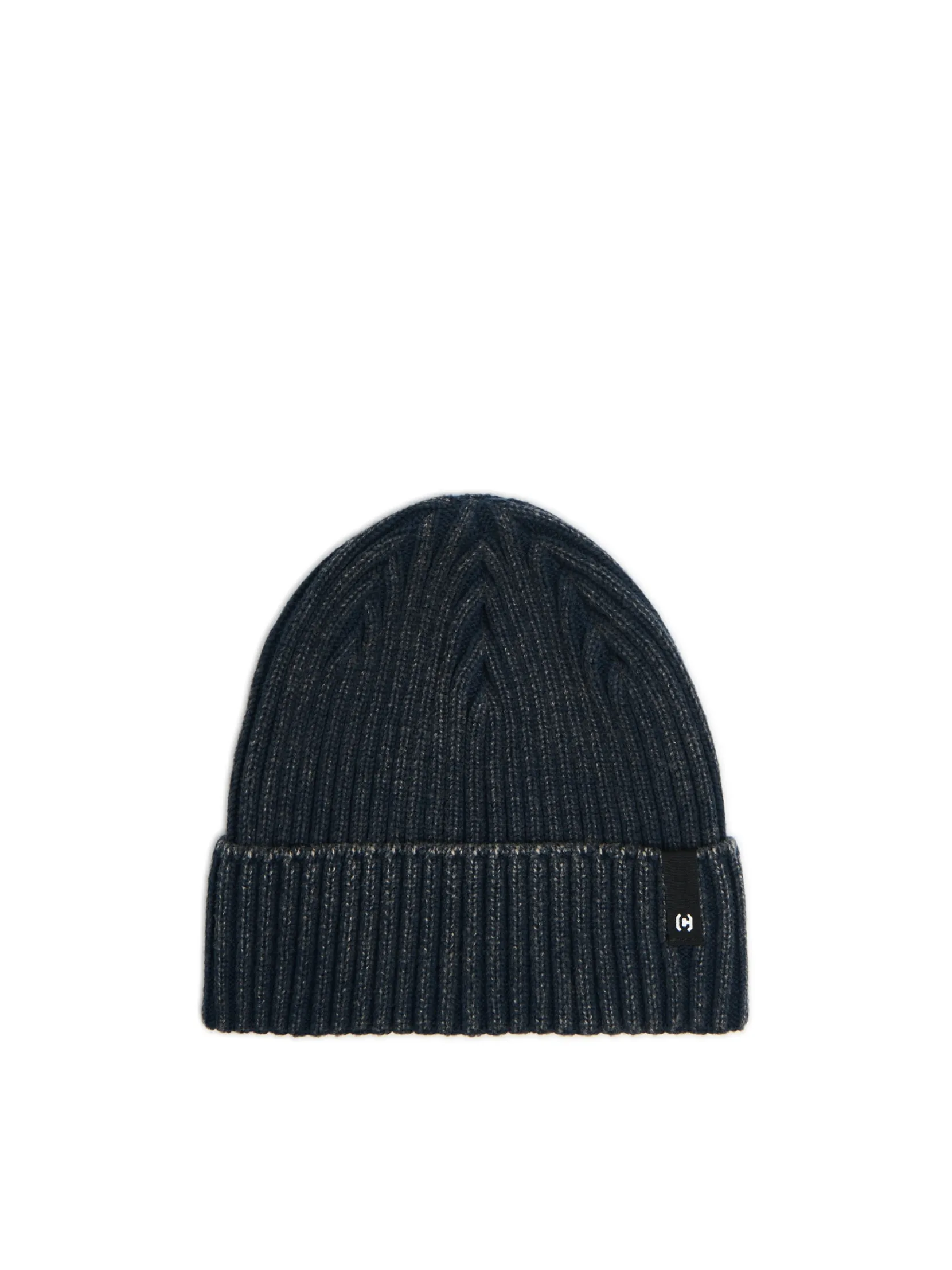 Fashion Granatowa czapka beanie z naszywką Czapki