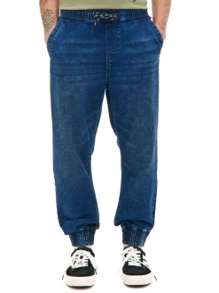 Discount Granatowe jeansowe joggery regular Jeansy