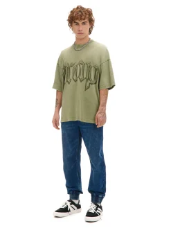 Discount Granatowe jeansowe joggery regular Jeansy