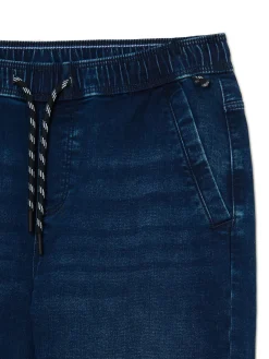 Discount Granatowe jeansowe joggery regular Jeansy