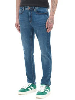 Sale Granatowe jeansy slim Jeansy