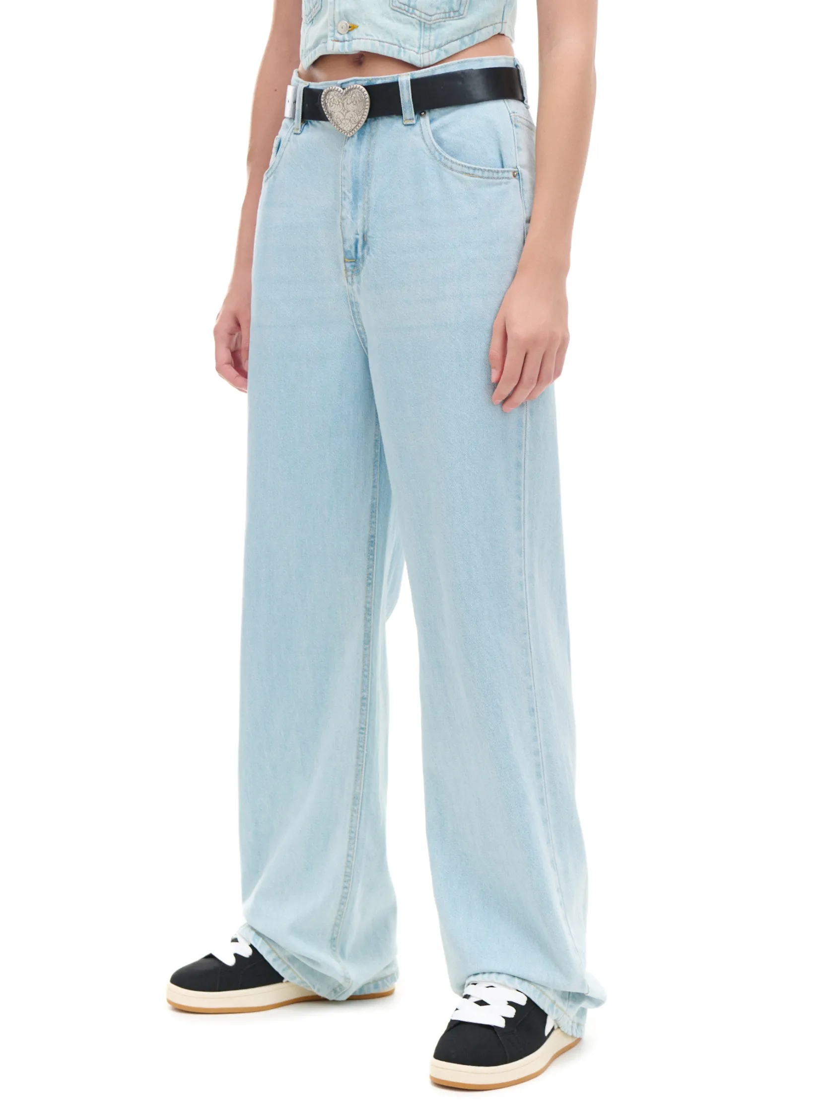 Online Jasne jeansy retro wide leg Jeansy