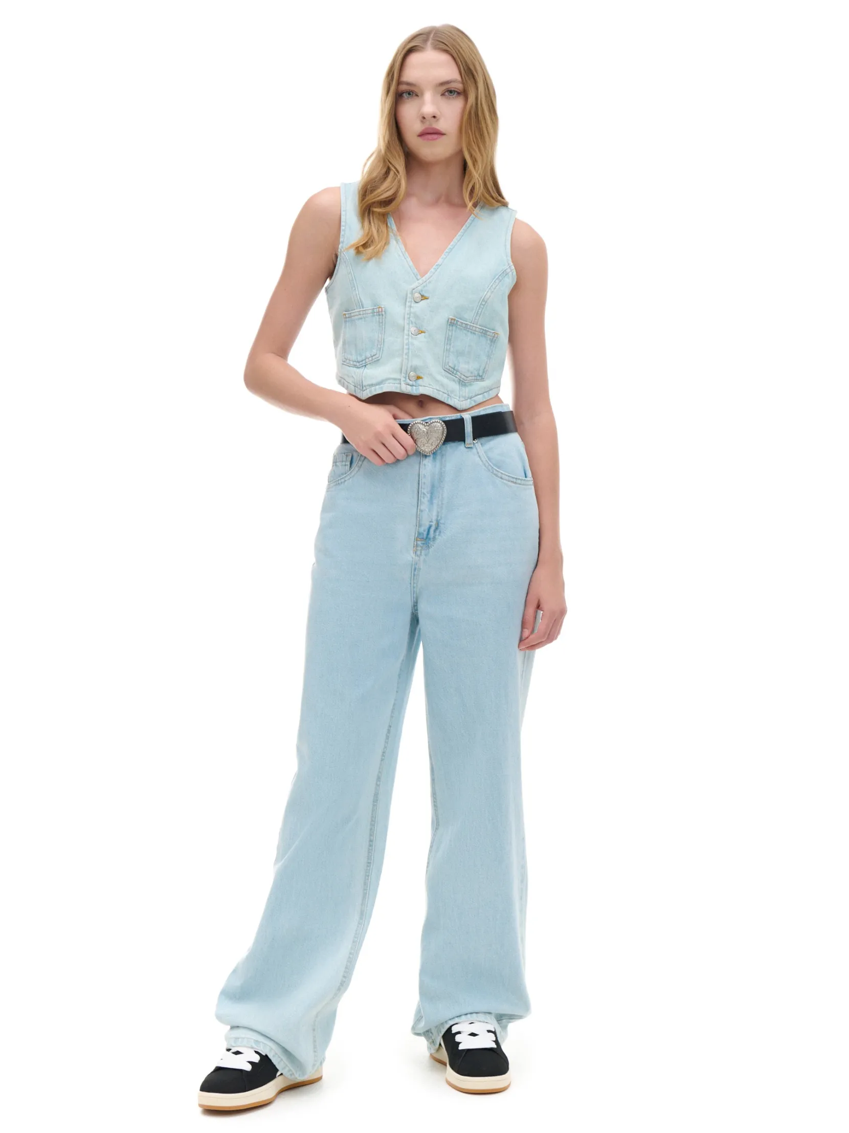 Online Jasne jeansy retro wide leg Jeansy