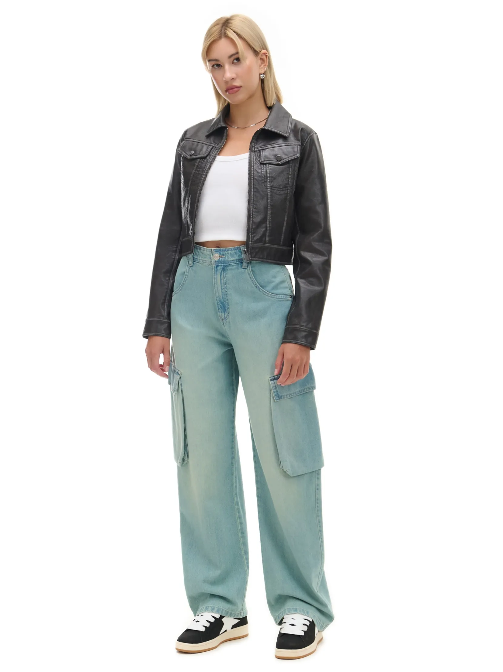 New Jasne jeansy skater z efektem sprania Jeansy