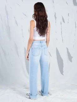 Best Jasne jeansy straight z efektem sprania Jeansy