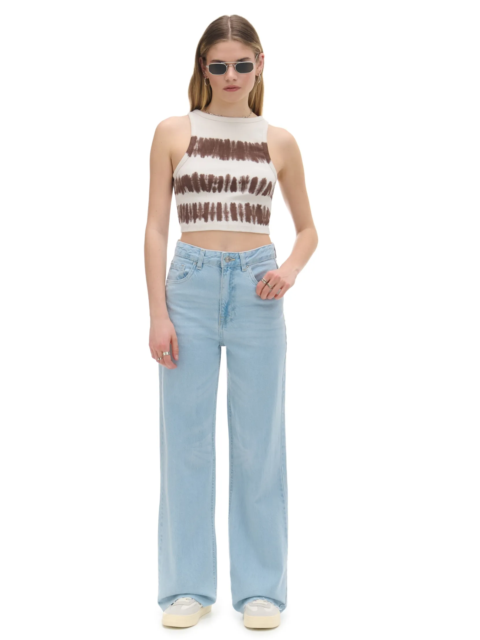 Discount Jasne jeansy wide leg Jeansy