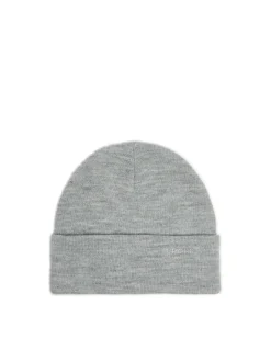 Hot Jasnoszara czapka beanie z naszywką Czapki|Basic