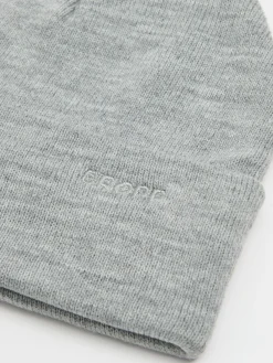 Hot Jasnoszara czapka beanie z naszywką Czapki|Basic