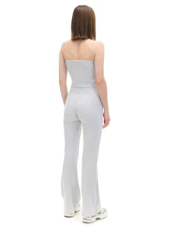Fashion Jasnoszare dresy typu flare Spodnie