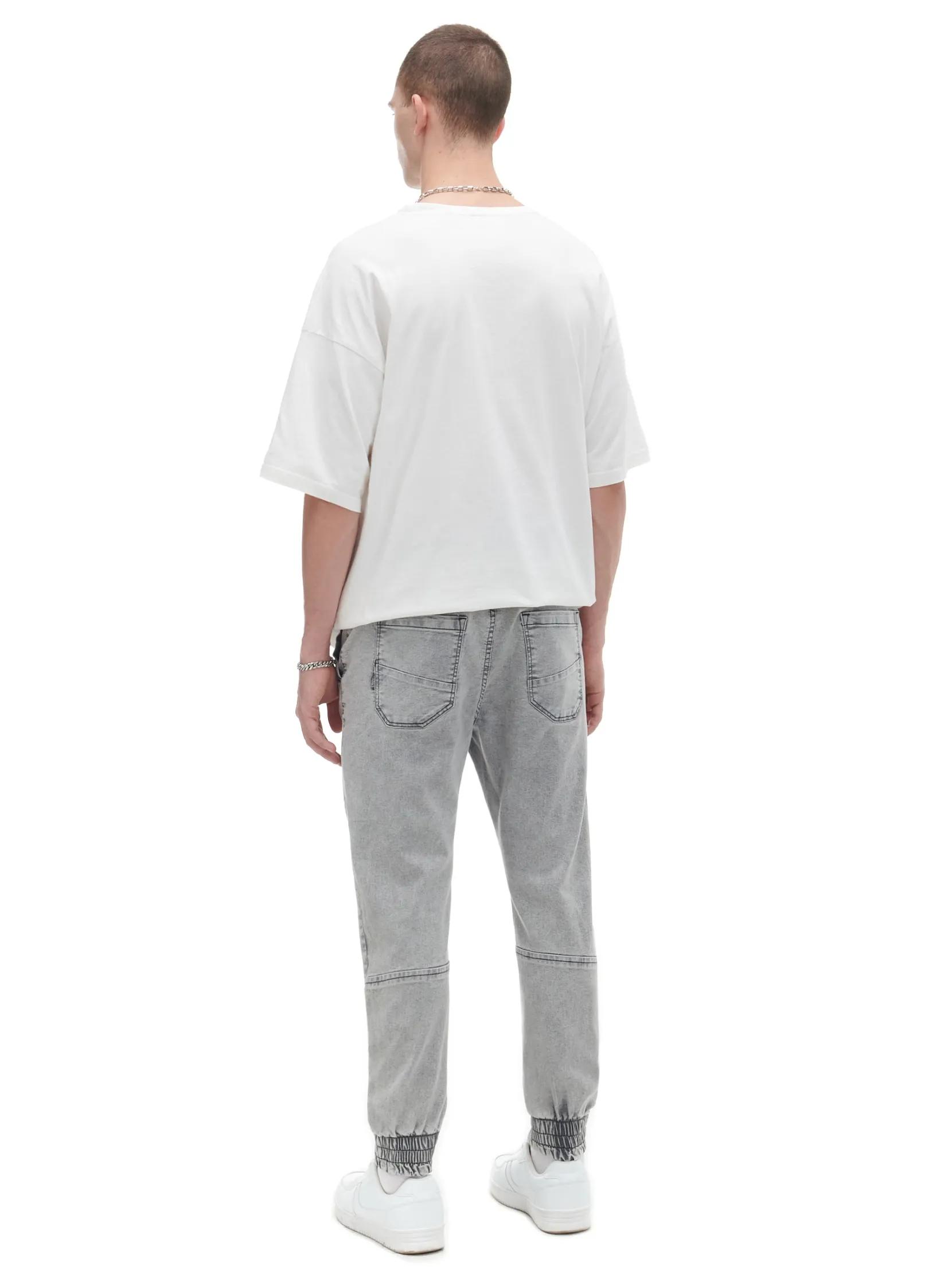 Sale Jasnoszare jeansowe joggery chino Jeansy