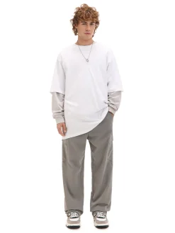 Clearance Jasnoszare spodnie jogger loose Spodnie