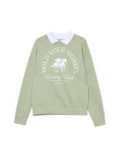 Online Jasnozielona bluza z kołnierzykiem Bluzy