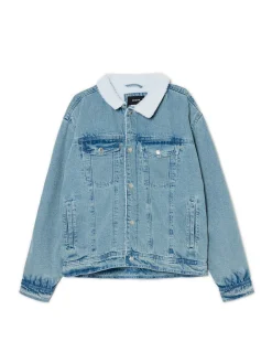 Outlet Jeansowa kurtka sherpa Kurtki, Płaszcze|Denim