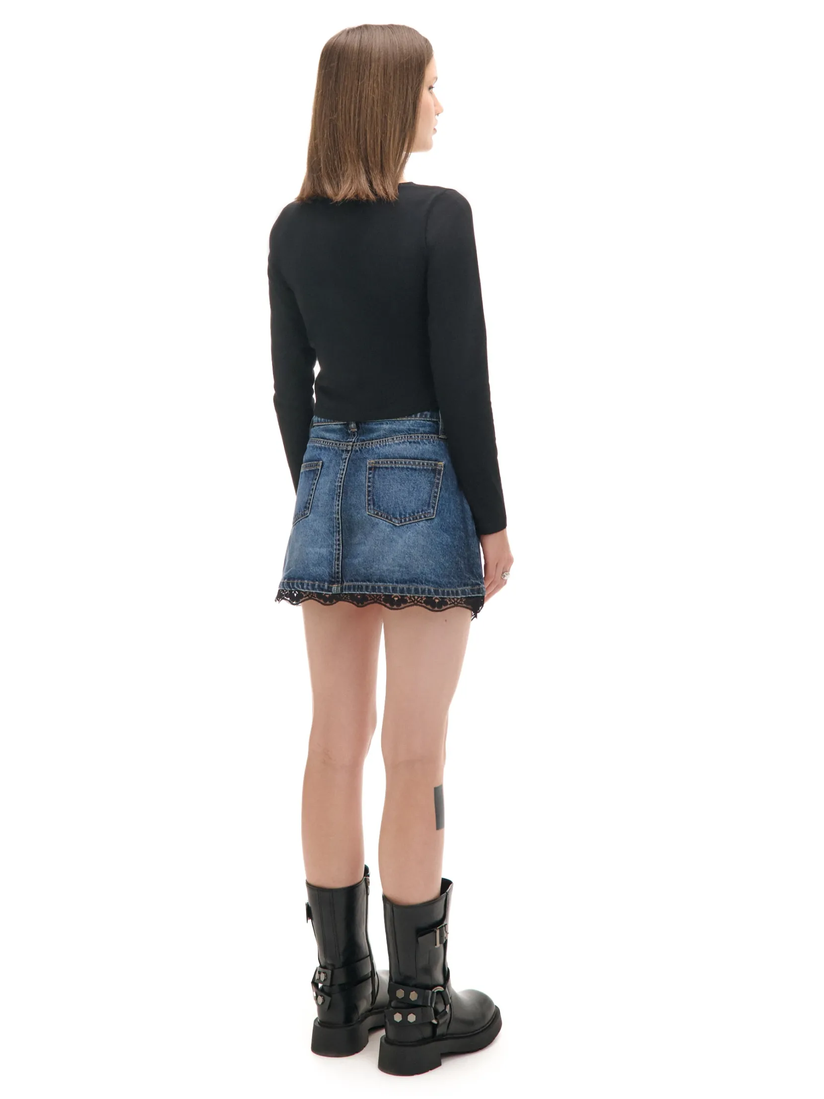 New Jeansowa spódnica mini z koronką Spódnice