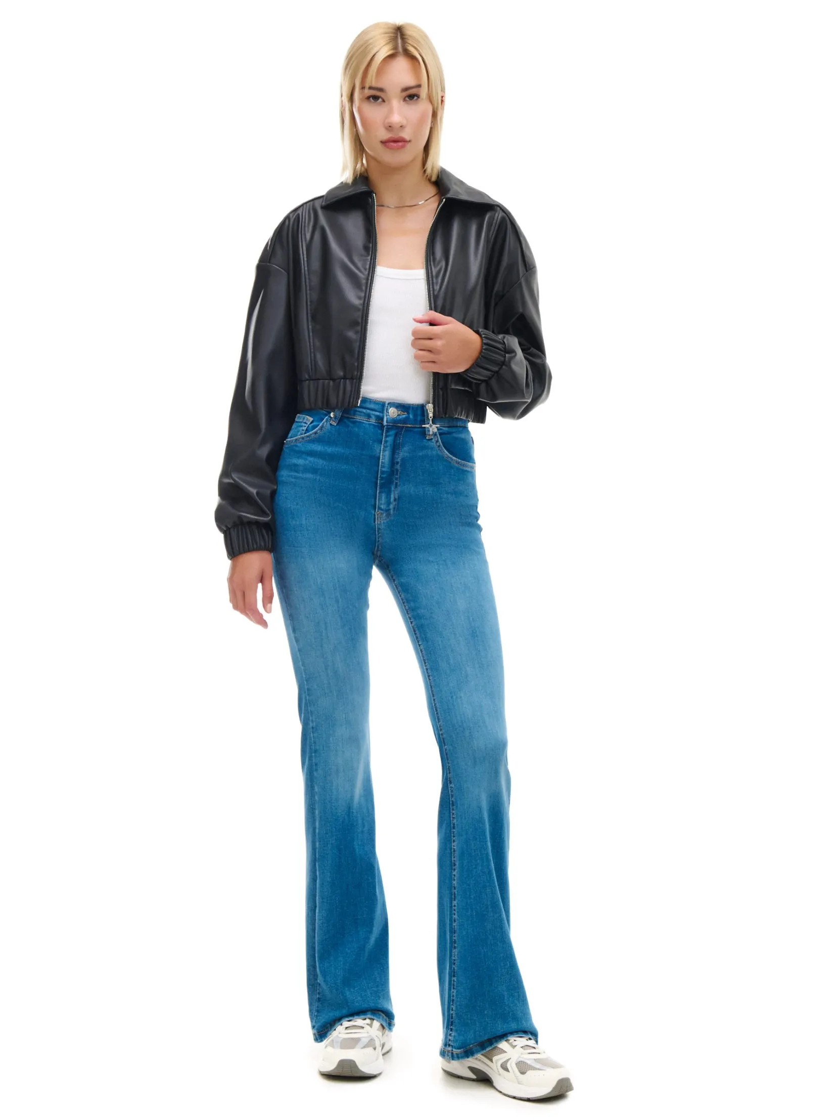 New Jeansowe spodnie slim flare Jeansy