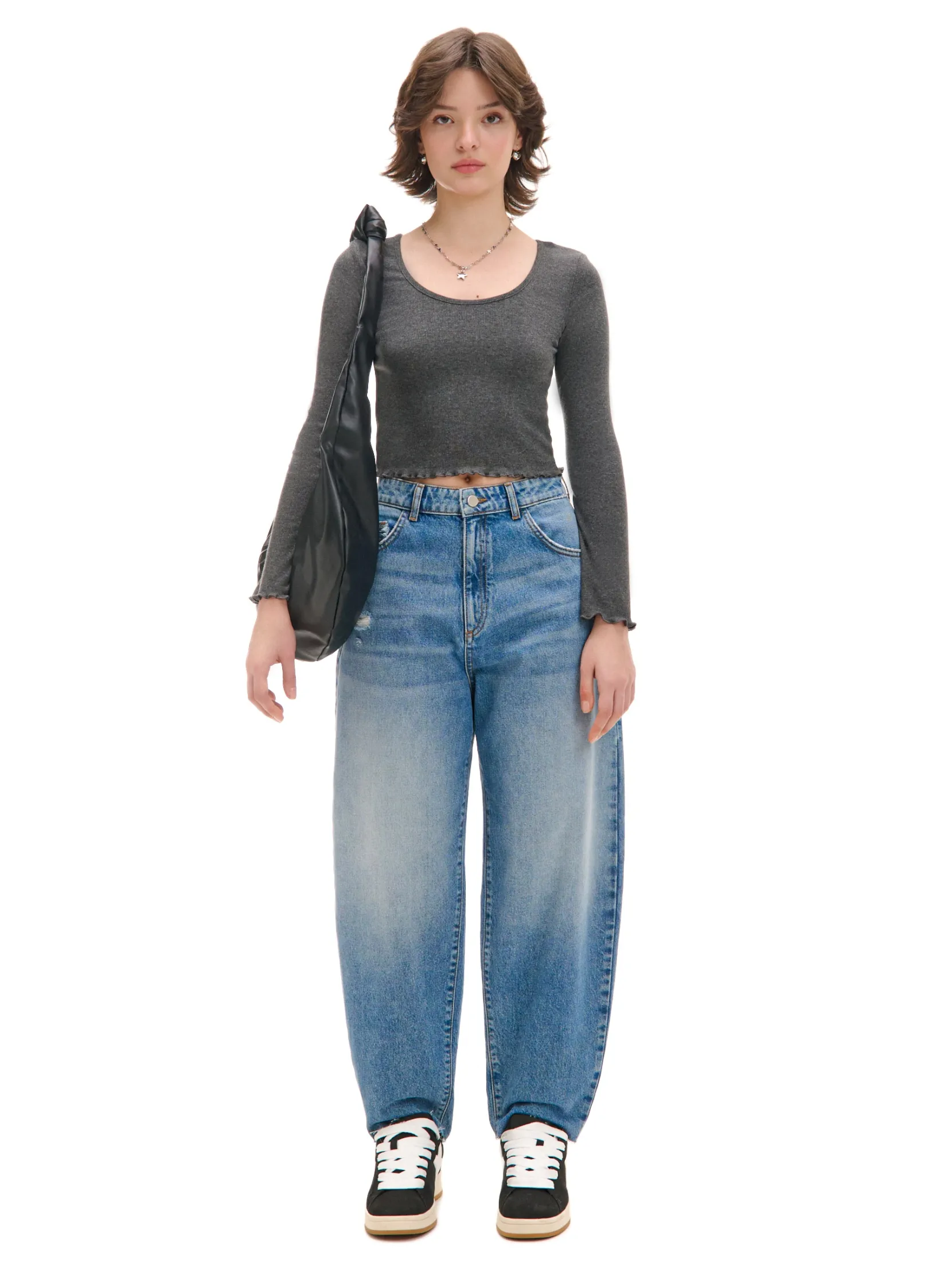 Sale Jeansy balloon z przetarciami Jeansy