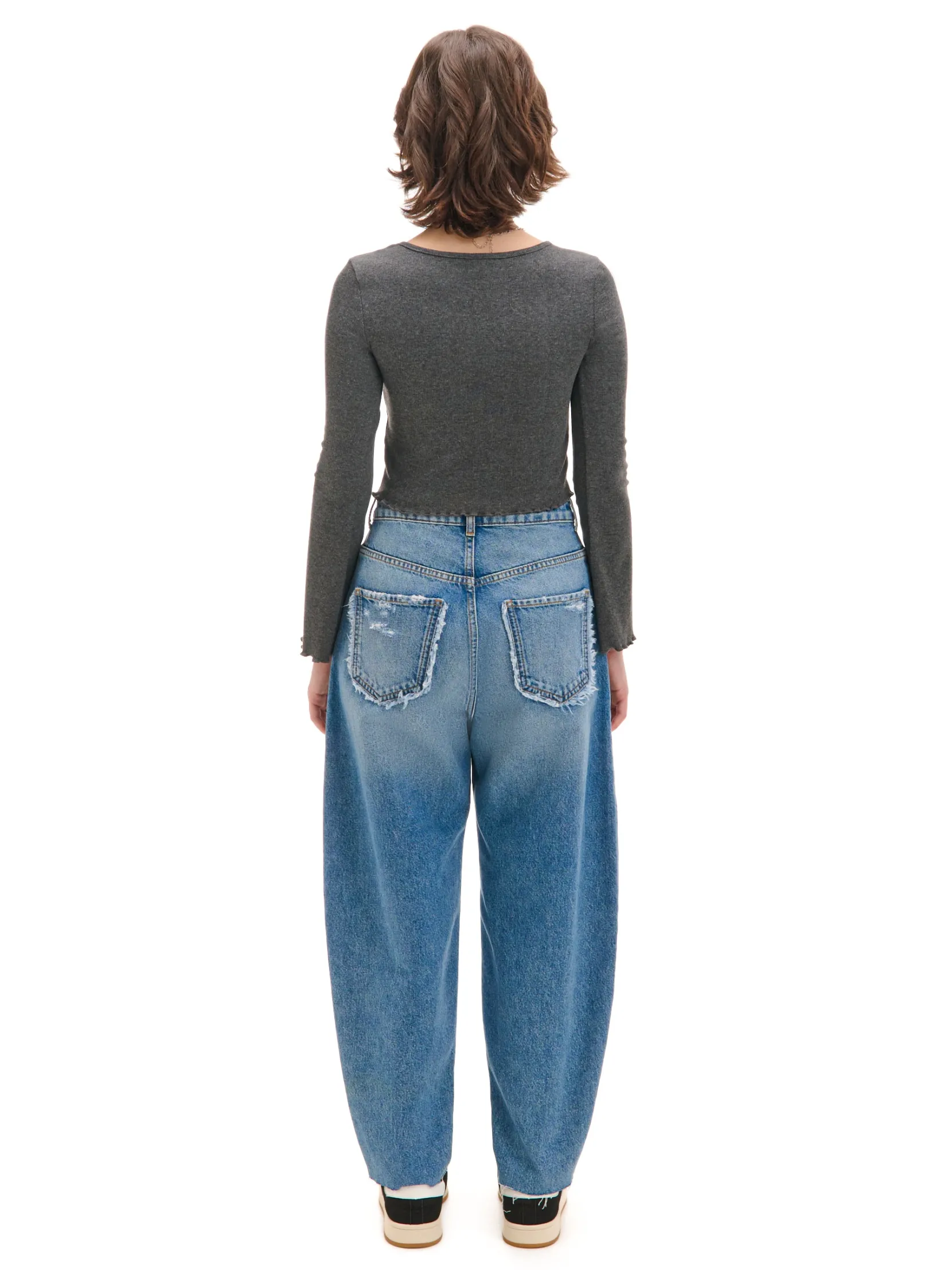 Sale Jeansy balloon z przetarciami Jeansy