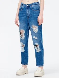New Jeansy barrel z przetarciami Jeansy