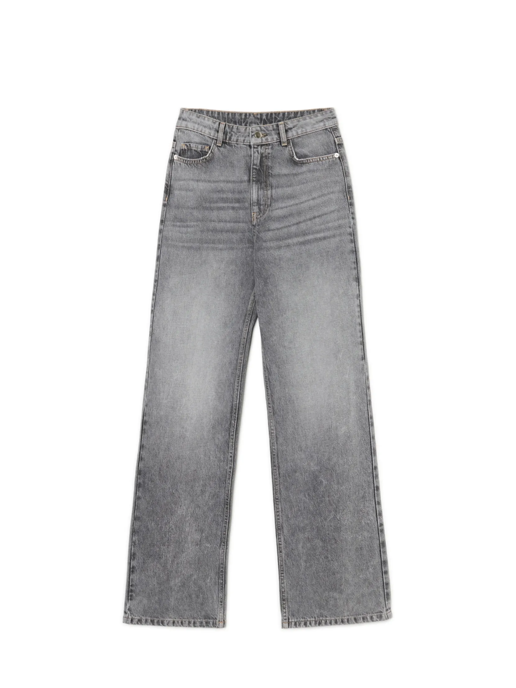 Discount Jeansy straight z wysokim stanem Jeansy