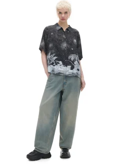 Fashion Koszula oversize z artystycznym nadrukiem Koszule, Bluzki