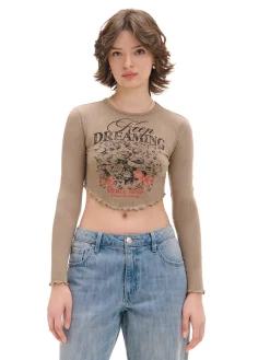 Hot Koszulka longsleeve z marszczonym wykończeniem Koszulki, Topy