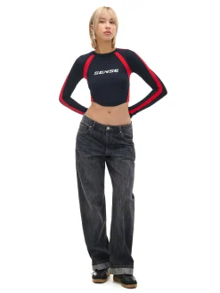Hot Koszulka longsleeve z racingowym nadrukiem Koszulki, Topy