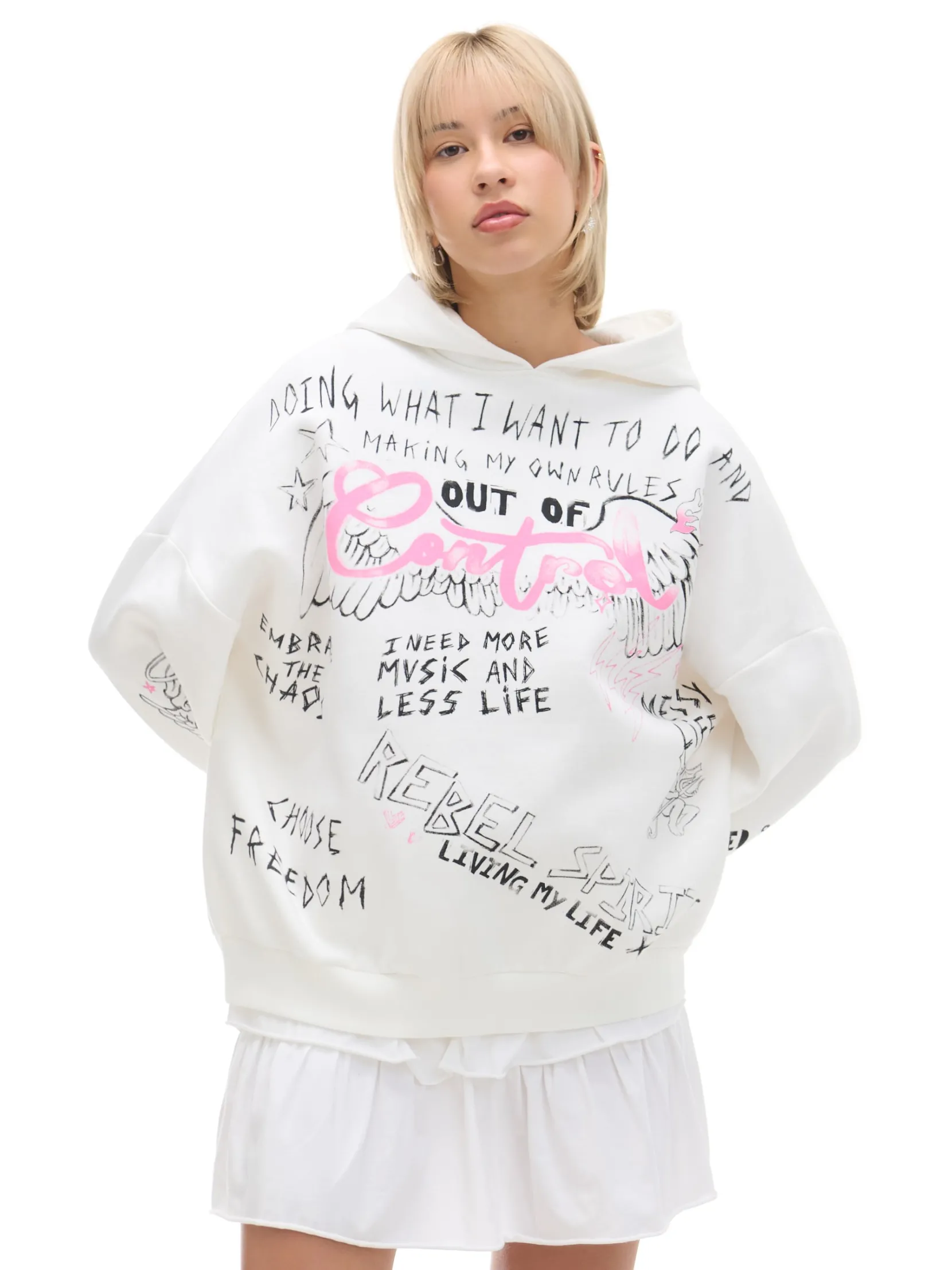 Sale Kremowa bluza oversize z nadrukiem UNISEX Unisex|Unisex