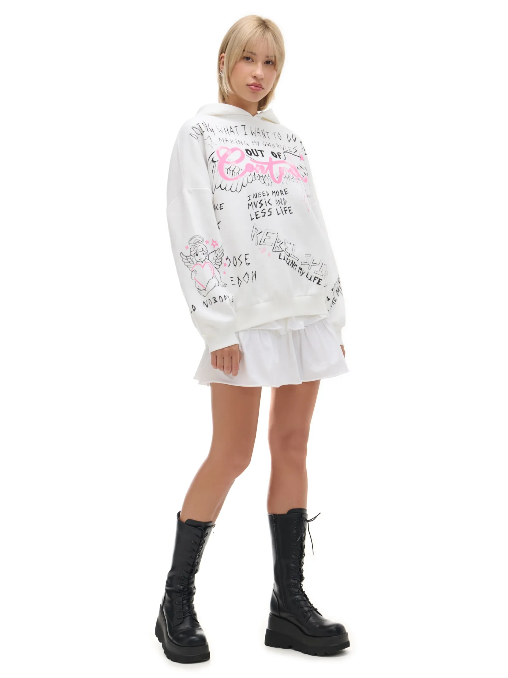 Sale Kremowa bluza oversize z nadrukiem UNISEX Unisex|Unisex
