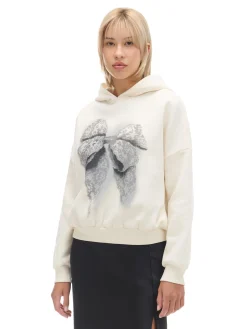 Hot Kremowa bluza z kapturem i nadrukiem Bluzy