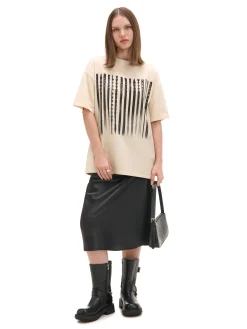 Sale Kremowa koszulka oversize z nadrukiem Koszulki, Topy