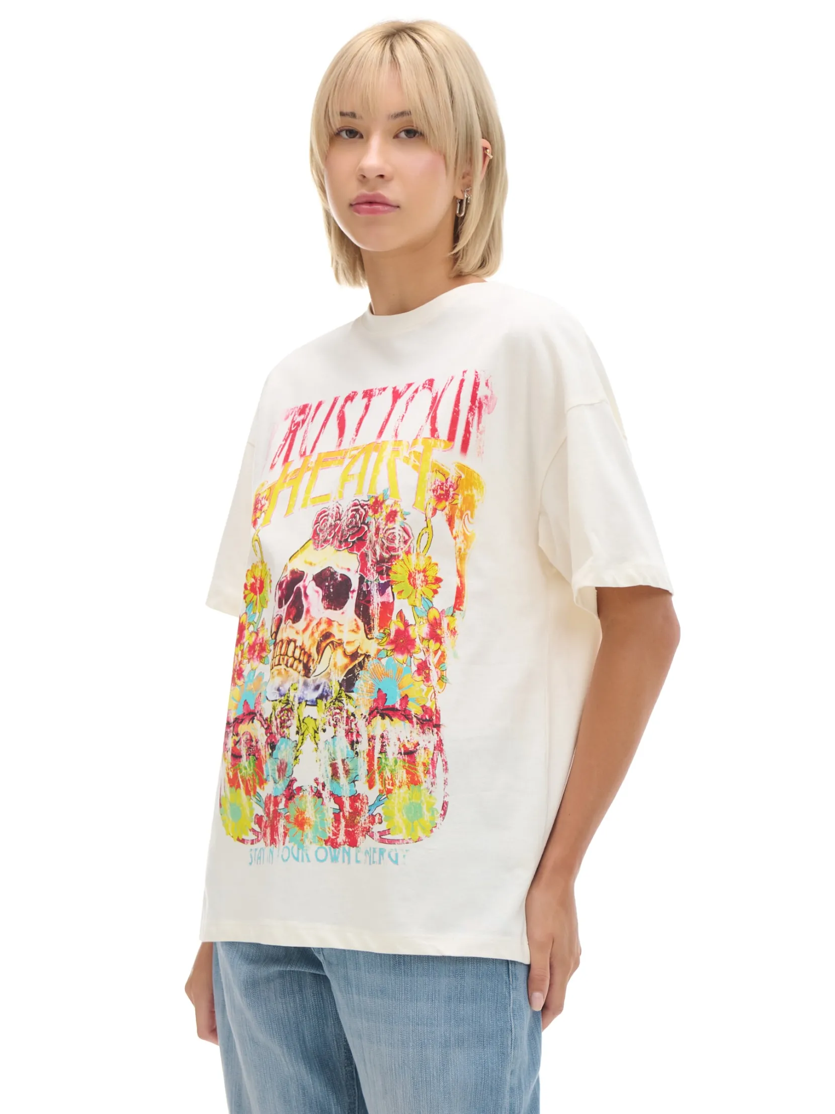 Clearance Kremowa koszulka z kolorowym nadrukiem UNISEX Unisex|Unisex