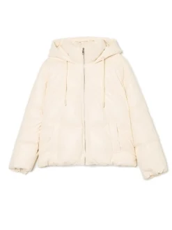 Discount Kremowa kurtka puffer z kapturem Kurtki, Płaszcze