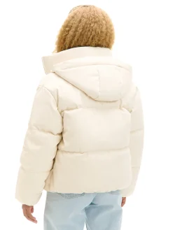 Discount Kremowa kurtka puffer z kapturem Kurtki, Płaszcze