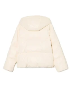 Discount Kremowa kurtka puffer z kapturem Kurtki, Płaszcze