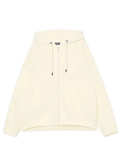 Fashion Kremowa rozpinana bluza z kapturem Bluzy|Sety