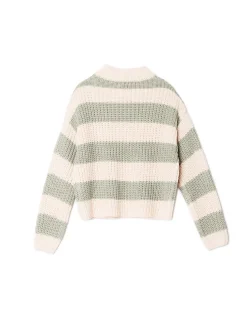 Sale Kremowo- sweter w paski Swetry