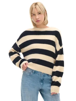 Discount sweter w czarne paski Swetry
