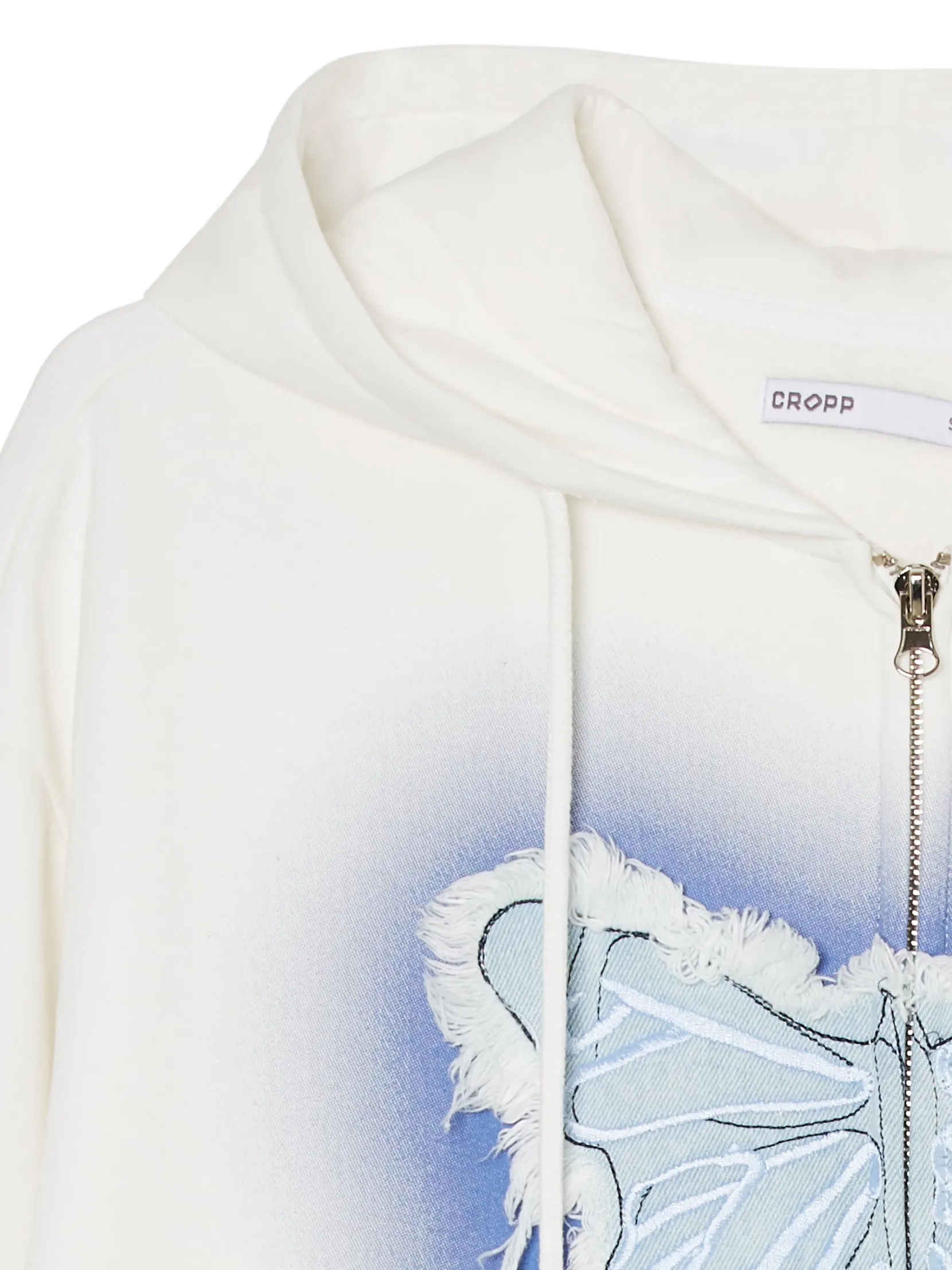 Sale Krótka biała bluza z motylem Bluzy