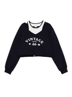 Discount Krótka bluza z topem i nadrukiem Bluzy|Sety