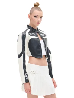 New Krótka kurtka w stylu racing Kurtki, Płaszcze