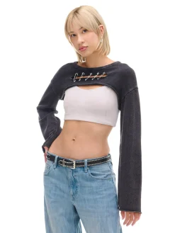 Sale Krótki sweter z agrafkami Swetry