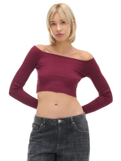 New Krótki sweter z odkrytymi ramionami Swetry
